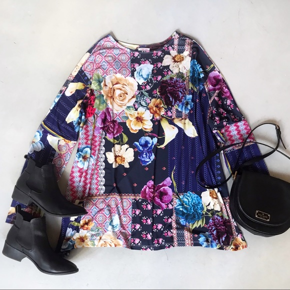 Johnny Was Tops - Johnny Was Verdell Mixed Print Tunic Top